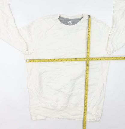 Nike Womens White Sweatshirt Size 12 Regular Fit Pullover