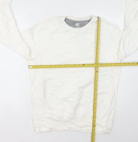 Nike Womens White Sweatshirt Size 12 Regular Fit Pullover
