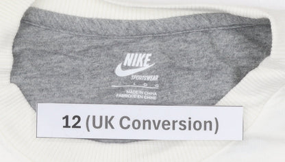 Nike Womens White Sweatshirt Size 12 Regular Fit Pullover
