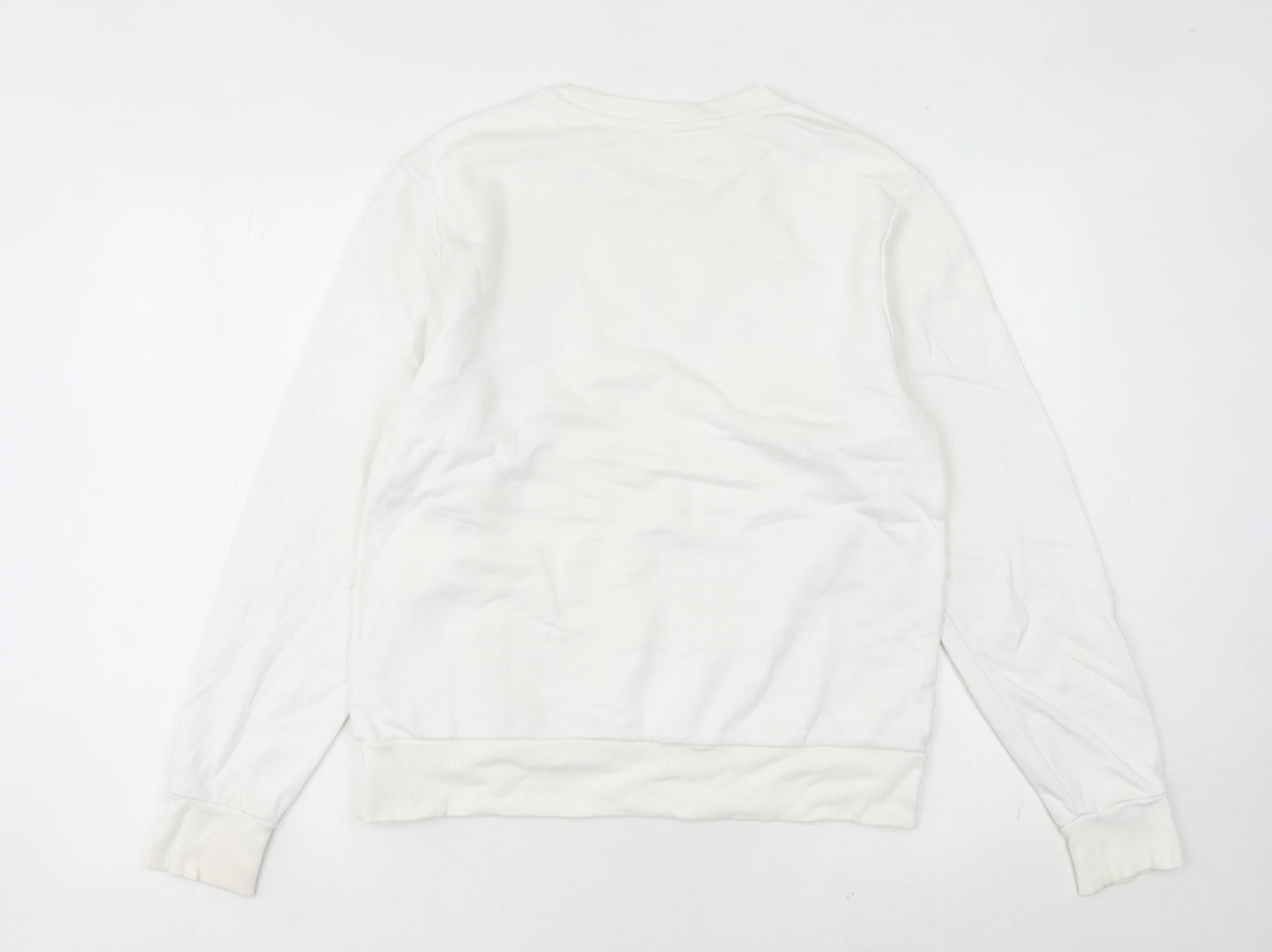 Fila Women’s White Sweatshirt Size 10 UK Cotton Blend Logo Crew Neck