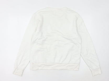 Fila Women’s White Sweatshirt Size 10 UK Cotton Blend Logo Crew Neck