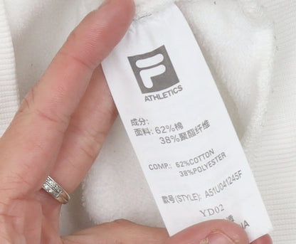 Fila Women’s White Sweatshirt Size 10 UK Cotton Blend Logo Crew Neck