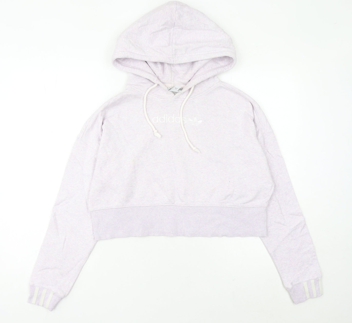 Adidas Womens Lilac Cropped Hoodie Sweatshirt UK 8 Cotton Blend