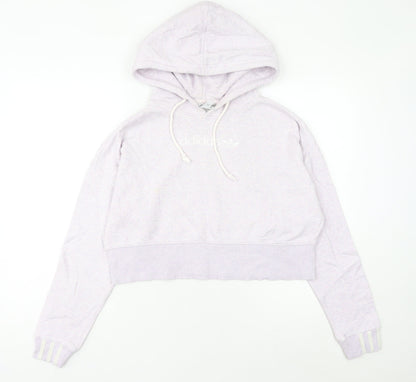 Adidas Womens Lilac Cropped Hoodie Sweatshirt UK 8 Cotton Blend