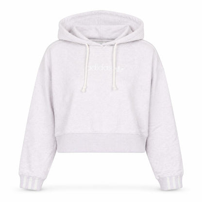 Front view of Adidas women’s lilac cropped hoodie sweatshirt uk 8 cotton blend