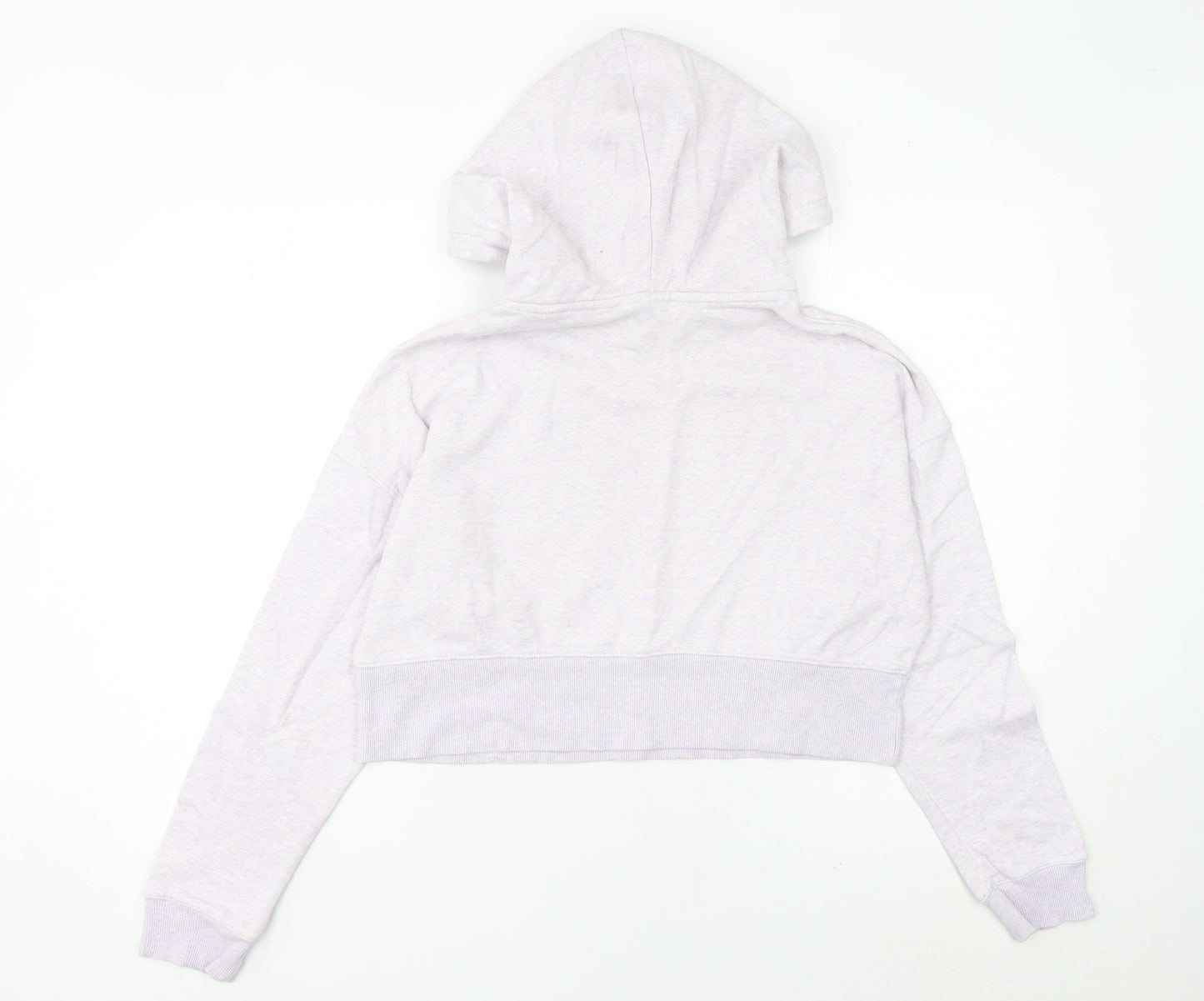 Adidas Womens Lilac Cropped Hoodie Sweatshirt UK 8 Cotton Blend