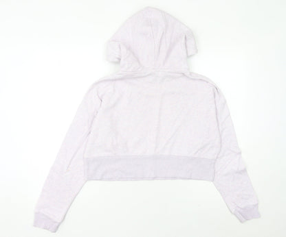 Adidas Womens Lilac Cropped Hoodie Sweatshirt UK 8 Cotton Blend