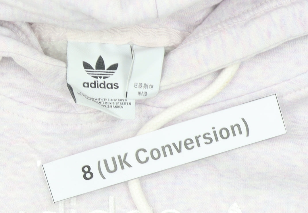 Adidas Womens Lilac Cropped Hoodie Sweatshirt UK 8 Cotton Blend