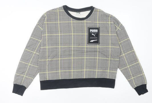 Puma Womens Multicoloured Check Sweatshirt Size 12 Long Sleeve Crew Neck
