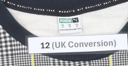 Puma Womens Multicoloured Check Sweatshirt Size 12 Long Sleeve Crew Neck