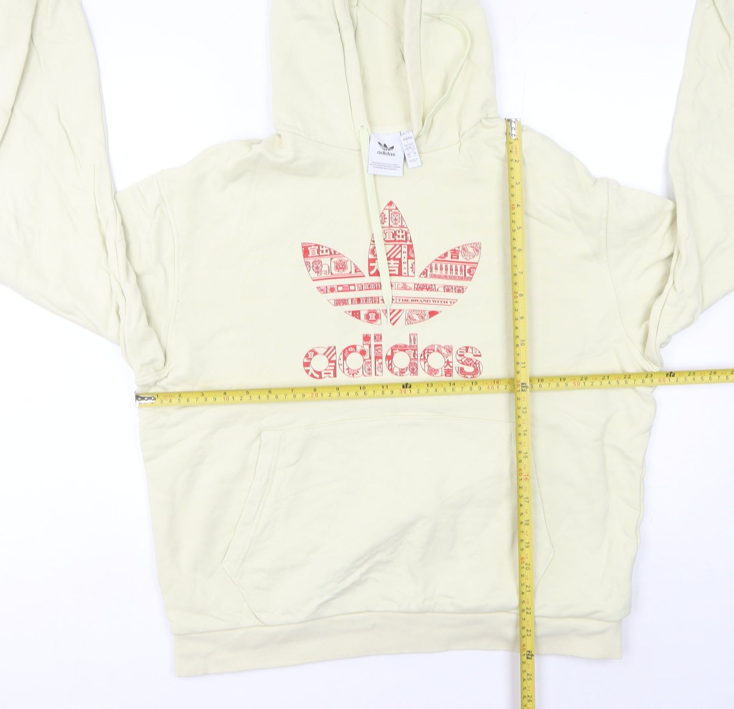 Adidas Womens Beige Hoodie UK 20 Pullover Cotton Logo Print