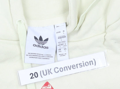 Adidas Womens Beige Hoodie UK 20 Pullover Cotton Logo Print