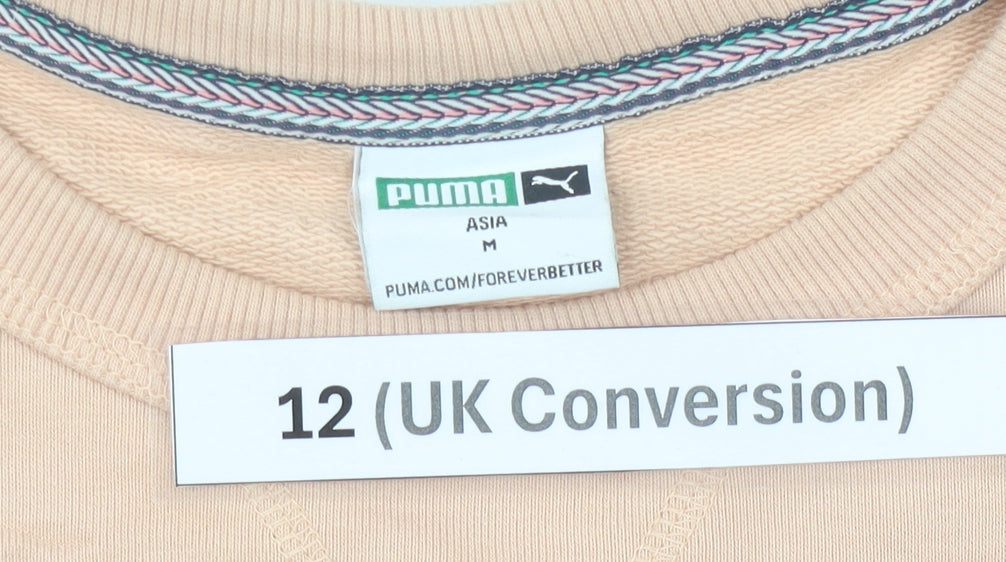 Puma Womens Beige Sweatshirt Size 12 UK Cotton Blend Crew Neck