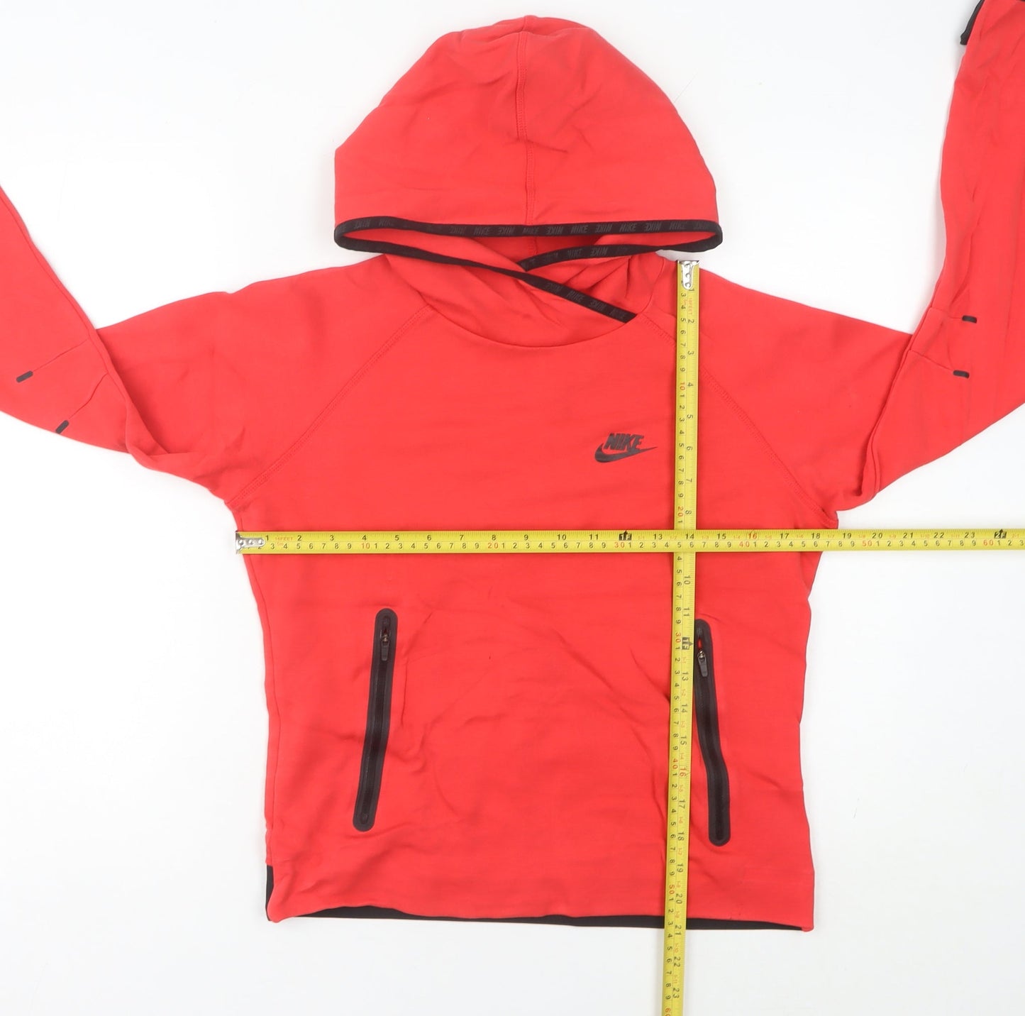 Nike Women’s Red Hoodie Sweatshirt Size 10 UK Hooded Zip Pockets
