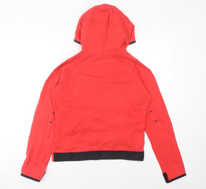 Nike Women’s Red Hoodie Sweatshirt Size 10 UK Hooded Zip Pockets