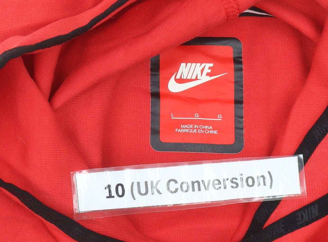Nike Women’s Red Hoodie Sweatshirt Size 10 UK Hooded Zip Pockets