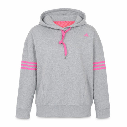 Front view of Adidas Women’s Grey Hoodie, size UK 10, Pullover Sportswear