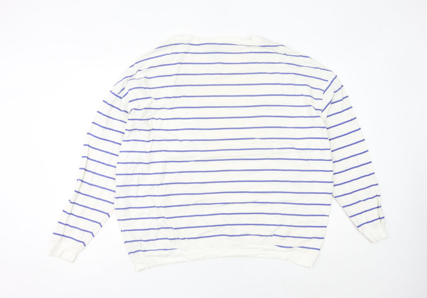 Nike Women White Striped Sweatshirt Size 16 UK Cotton Crew Neck