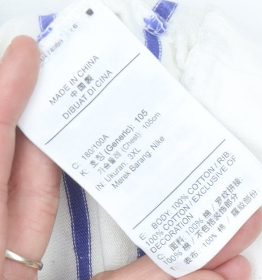 Nike Women White Striped Sweatshirt Size 16 UK Cotton Crew Neck