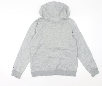 Puma Womens Grey Pullover Hoodie Size 12 Regular Fit Logo Casual