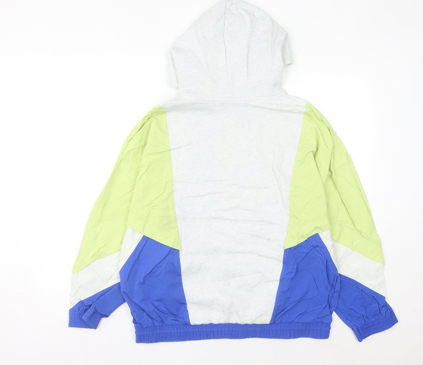 Nike Womens Hoodie Grey Green Blue Size 8 Pullover Colourblock Logo