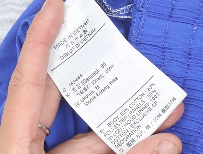 Nike Womens Hoodie Grey Green Blue Size 8 Pullover Colourblock Logo