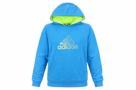 Front view of Adidas women’s blue hoodie uk 8 pullover cotton blend sportswear