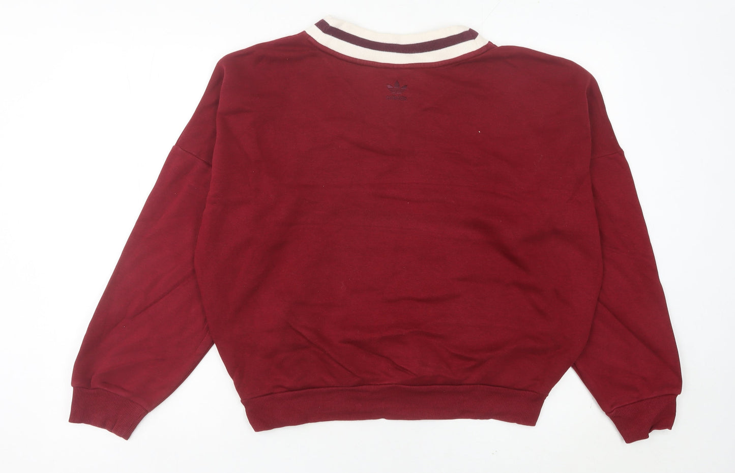 Adidas Womens Red V-Neck Pullover Sweatshirt Size 10 UK