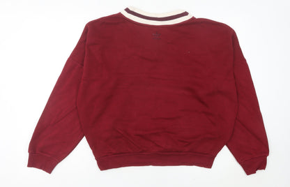 Adidas Womens Red V-Neck Pullover Sweatshirt Size 10 UK