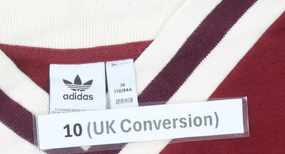 Adidas Womens Red V-Neck Pullover Sweatshirt Size 10 UK