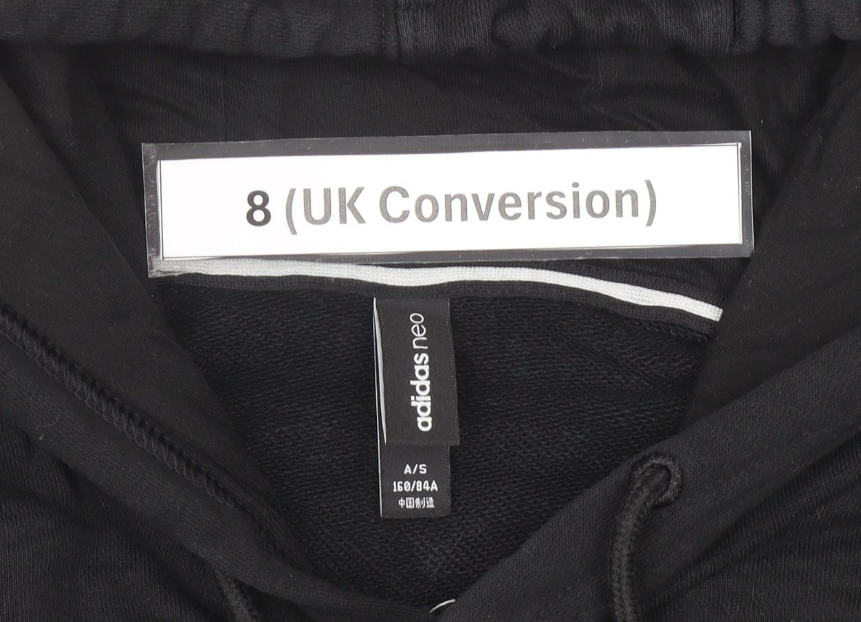 Adidas Womens Black Hoodie Size 8 Pullover Logo Cotton Blend