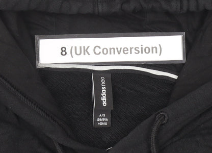 Adidas Womens Black Hoodie Size 8 Pullover Logo Cotton Blend