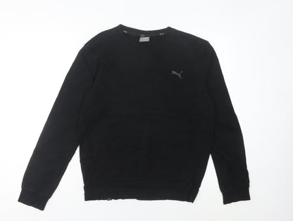 Puma Women Black Sweatshirt Size 6 UK Crew Neck Logo Pullover