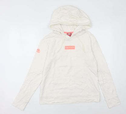Kappa Womens White Hoodie Size 8 UK Cotton Blend Pullover
