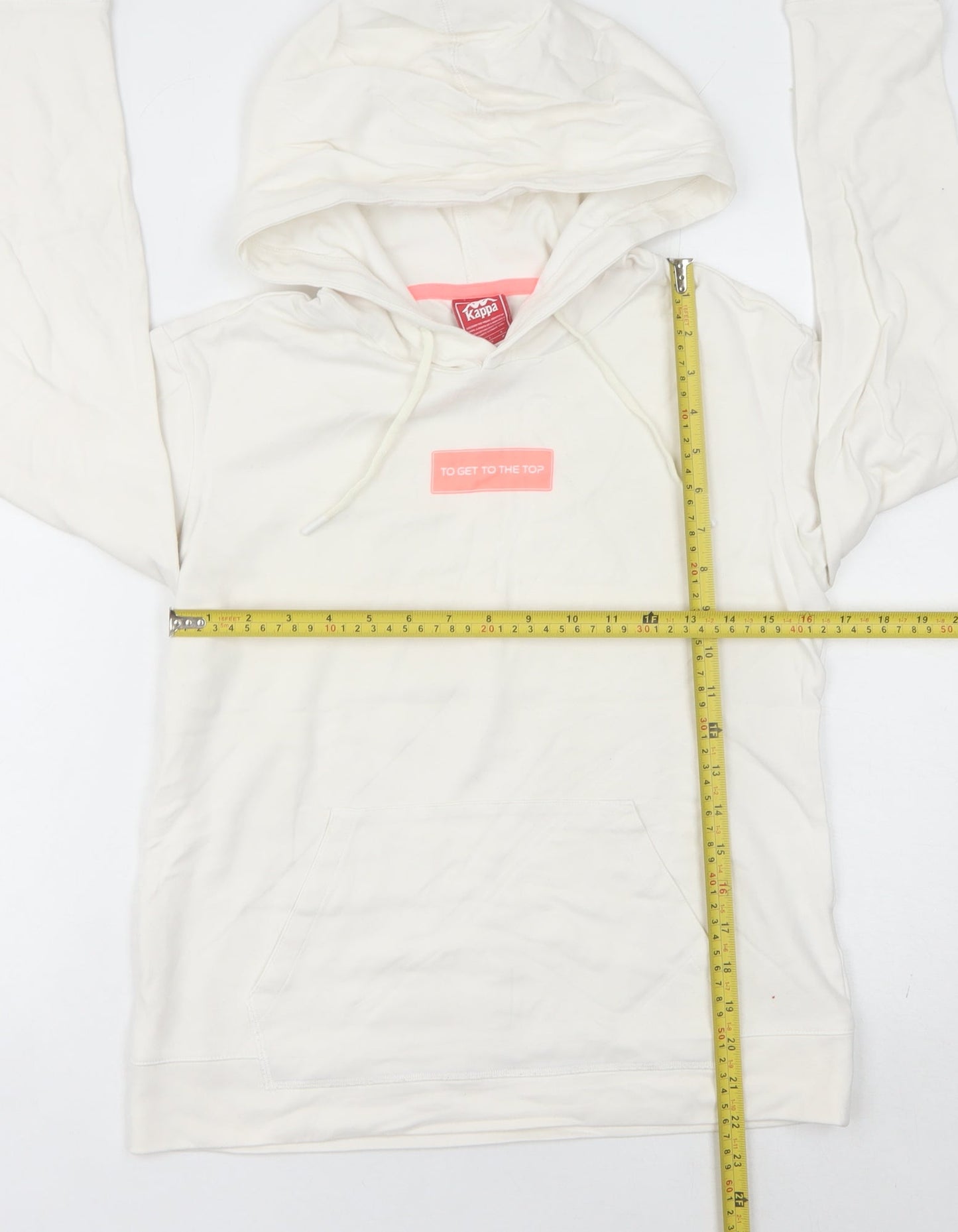 Kappa Womens White Hoodie Size 8 UK Cotton Blend Pullover