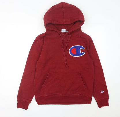 Champion Womens Red Pullover Hoodie Medium Logo Sports Casual