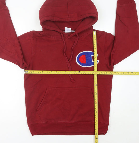 Champion Womens Red Pullover Hoodie Medium Logo Sports Casual