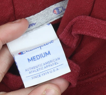 Champion Womens Red Pullover Hoodie Medium Logo Sports Casual