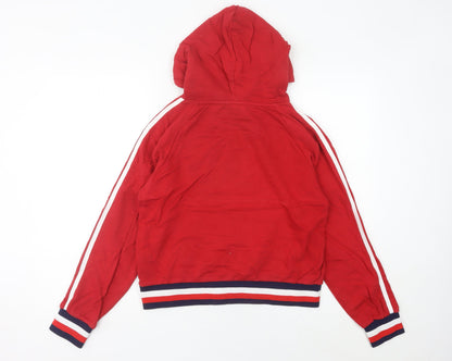 FILA Women Red Hoodie Size 10 Pullover Logo Hooded Sweatshirt