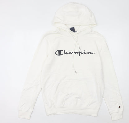Champion Womens White Pullover Hoodie Small Logo Hooded Sweatshirt