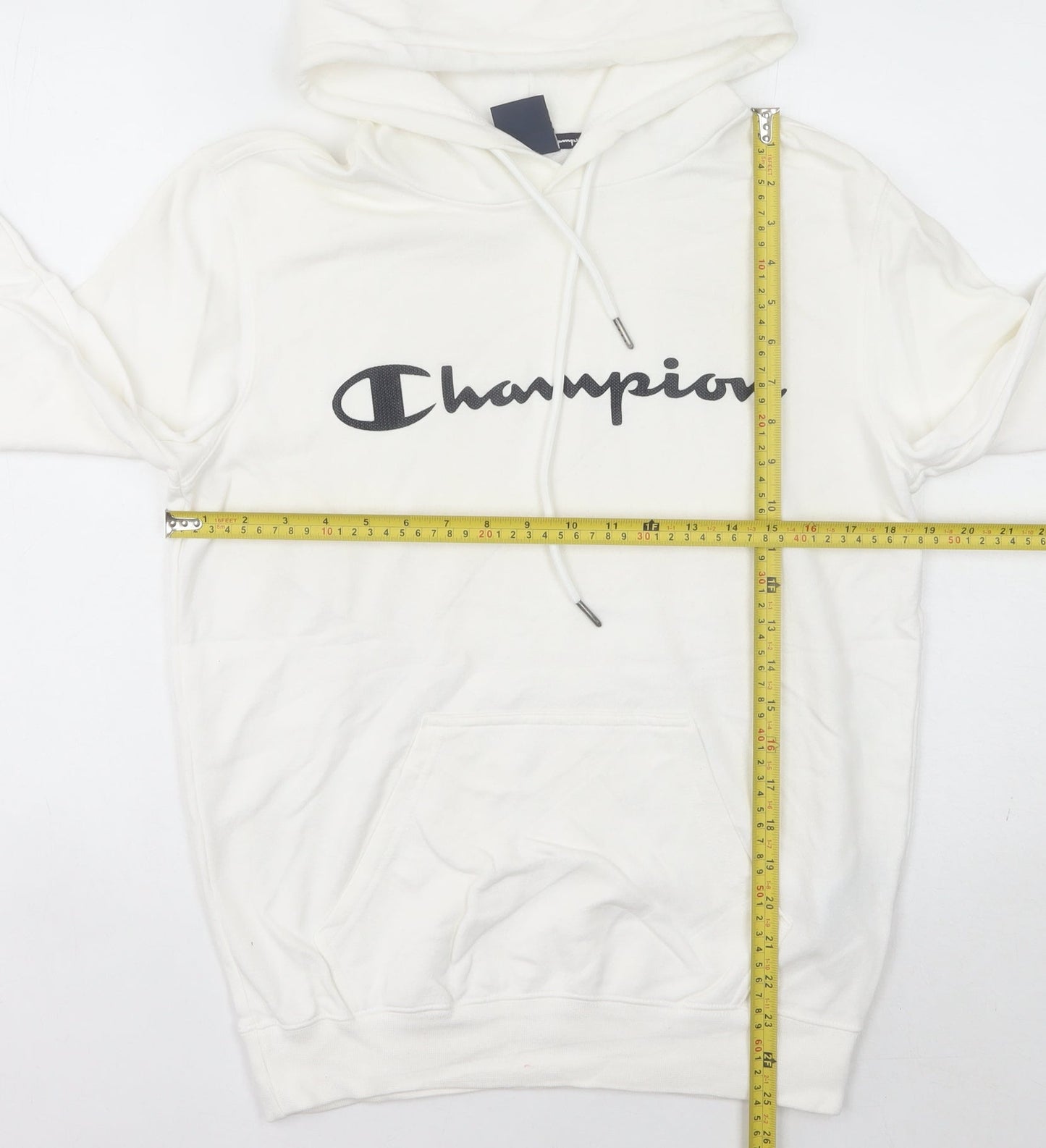 Champion Womens White Pullover Hoodie Small Logo Hooded Sweatshirt