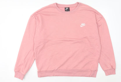 Nike Women’s Pink Pullover Sweatshirt M Logo Crew Neck Long Sleeve