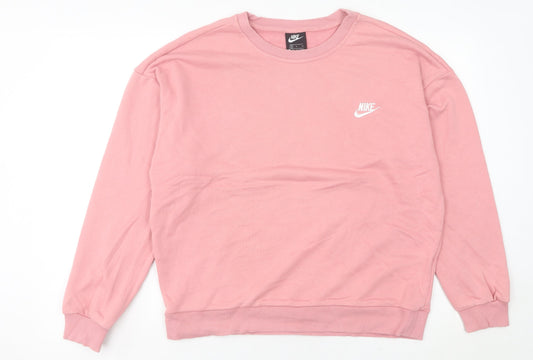 Nike Women’s Pink Pullover Sweatshirt M Logo Crew Neck Long Sleeve