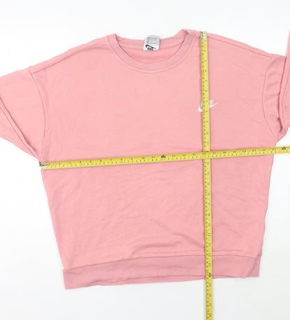 Nike Women’s Pink Pullover Sweatshirt M Logo Crew Neck Long Sleeve