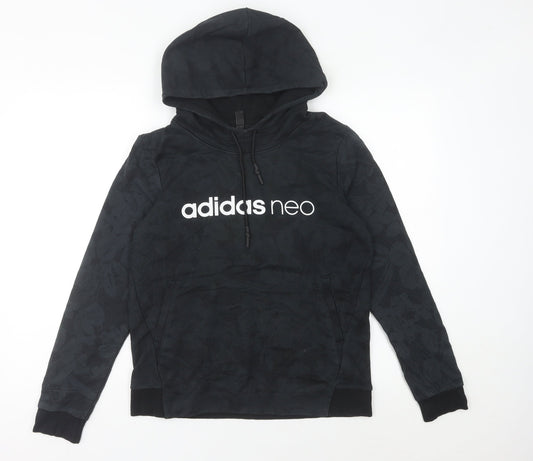 Adidas Neo Women’s Black Hoodie Size 14 UK Cotton Blend Pullover