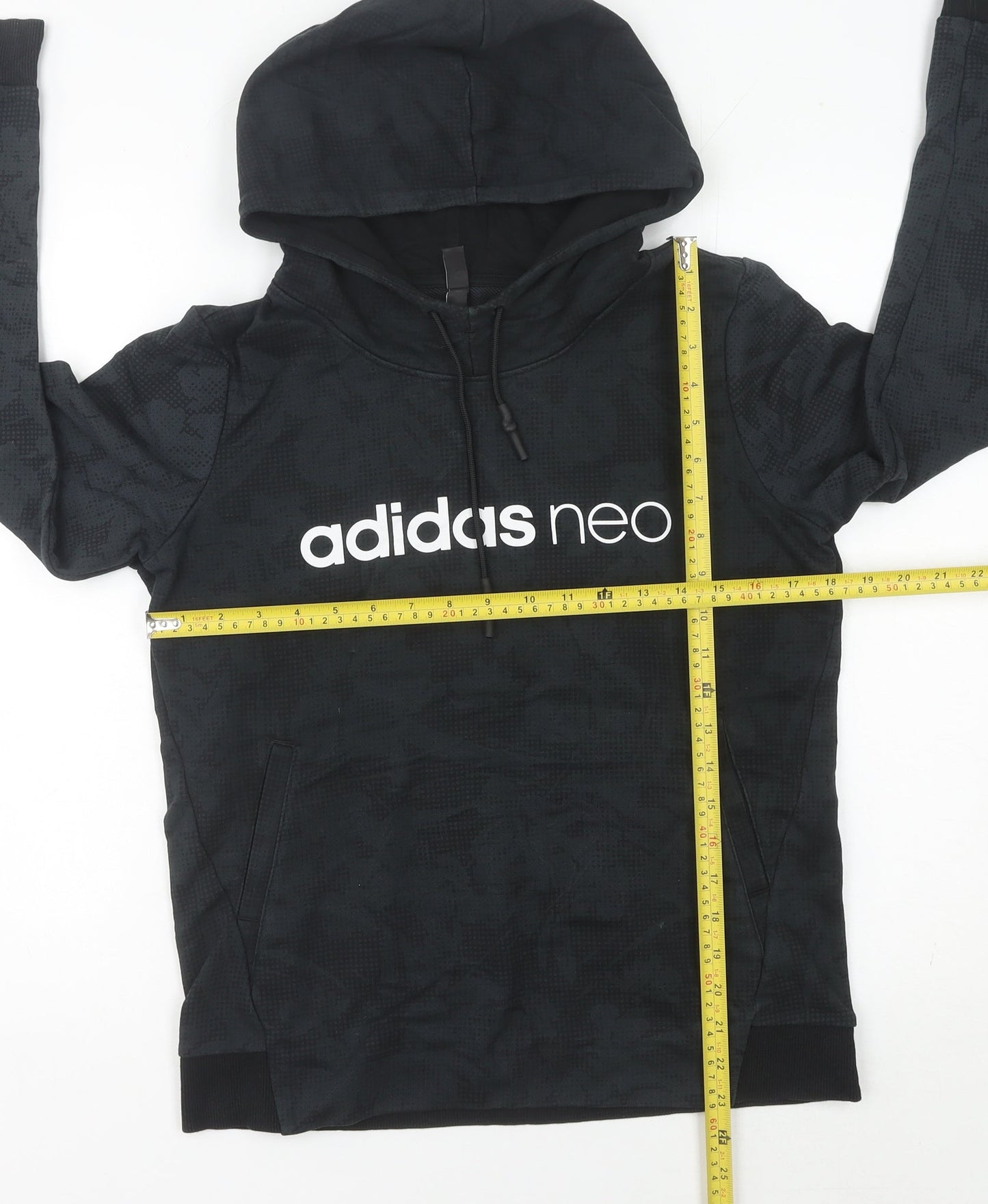 Adidas Neo Women’s Black Hoodie Size 14 UK Cotton Blend Pullover
