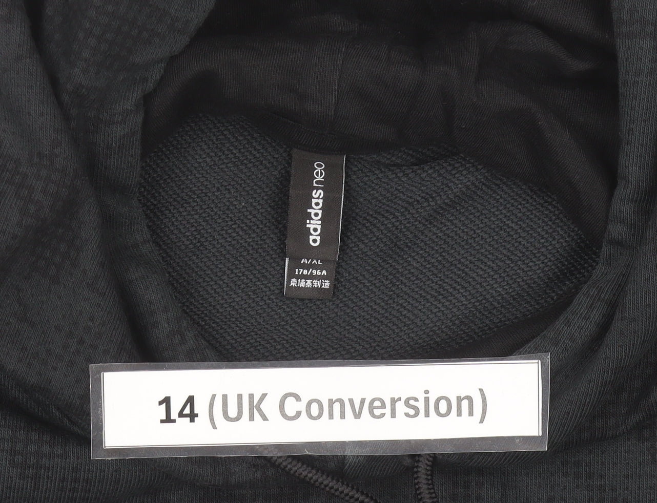 Adidas Neo Women’s Black Hoodie Size 14 UK Cotton Blend Pullover