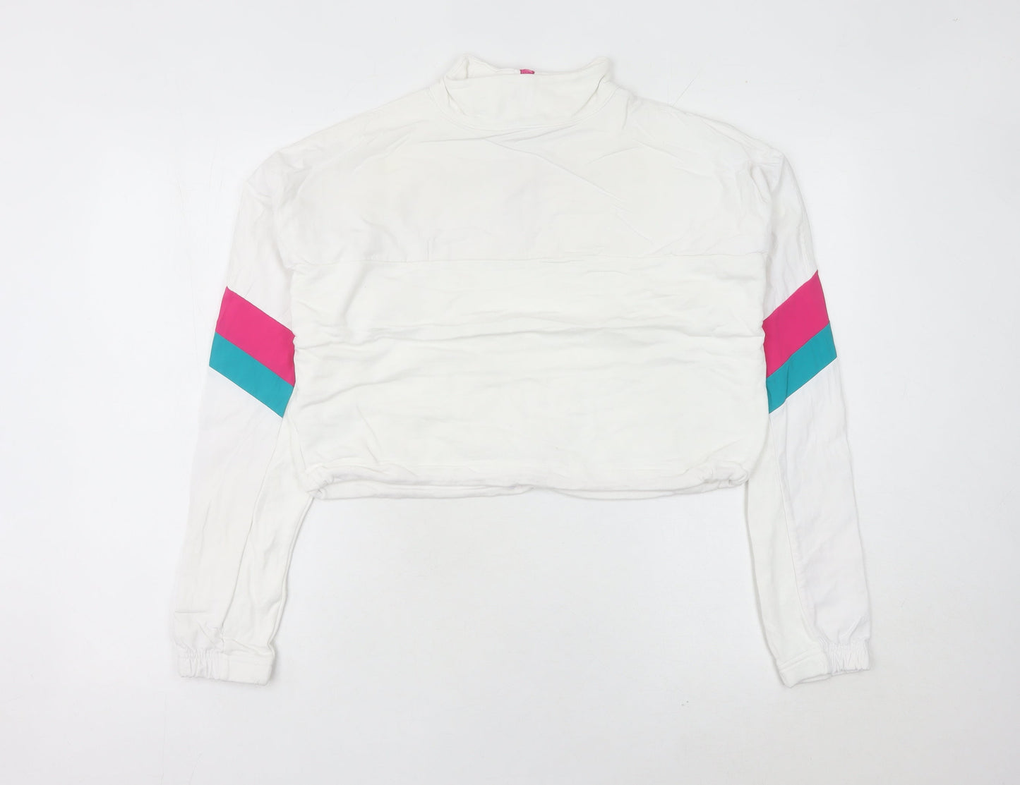 Adidas Women's White 1/4 Zip Sweatshirt UK 10 Logo Sportswear