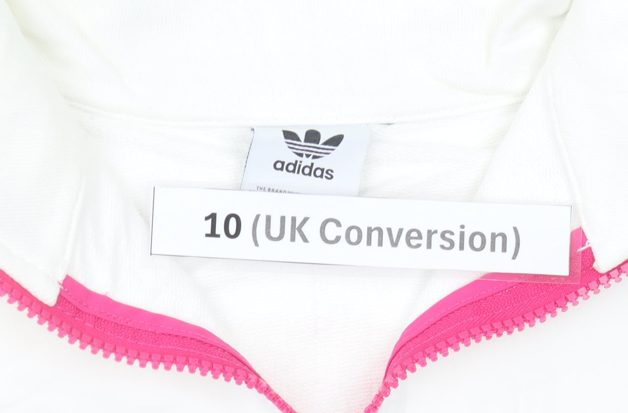 Adidas Women's White 1/4 Zip Sweatshirt UK 10 Logo Sportswear