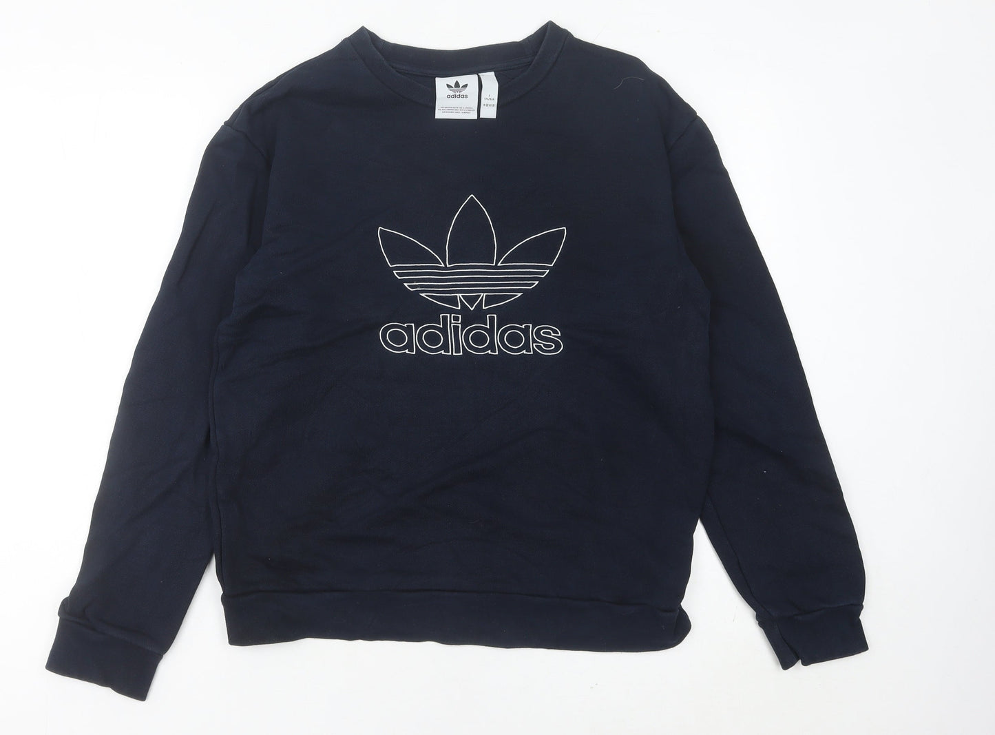 Adidas Womens Navy Sweatshirt Size 12 Cotton Crew Neck Logo